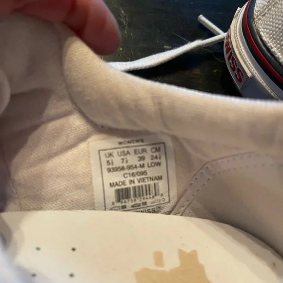 K SWISS Classic White Canvas Sneakers - Picture 6 of 9